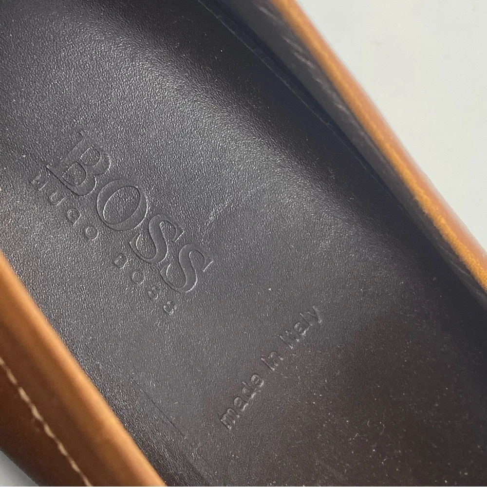 HUGO BOSS Penny Loafers Men's Brown Leather Dress Highline Slip On